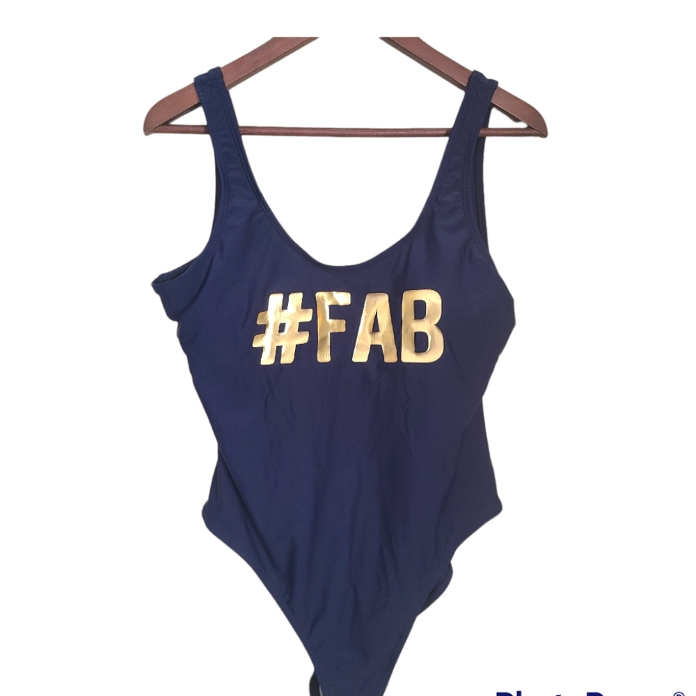 Womens One Piece Swimsuit Bathing Suit  XL Blue Beach Swimwear Full Coverage